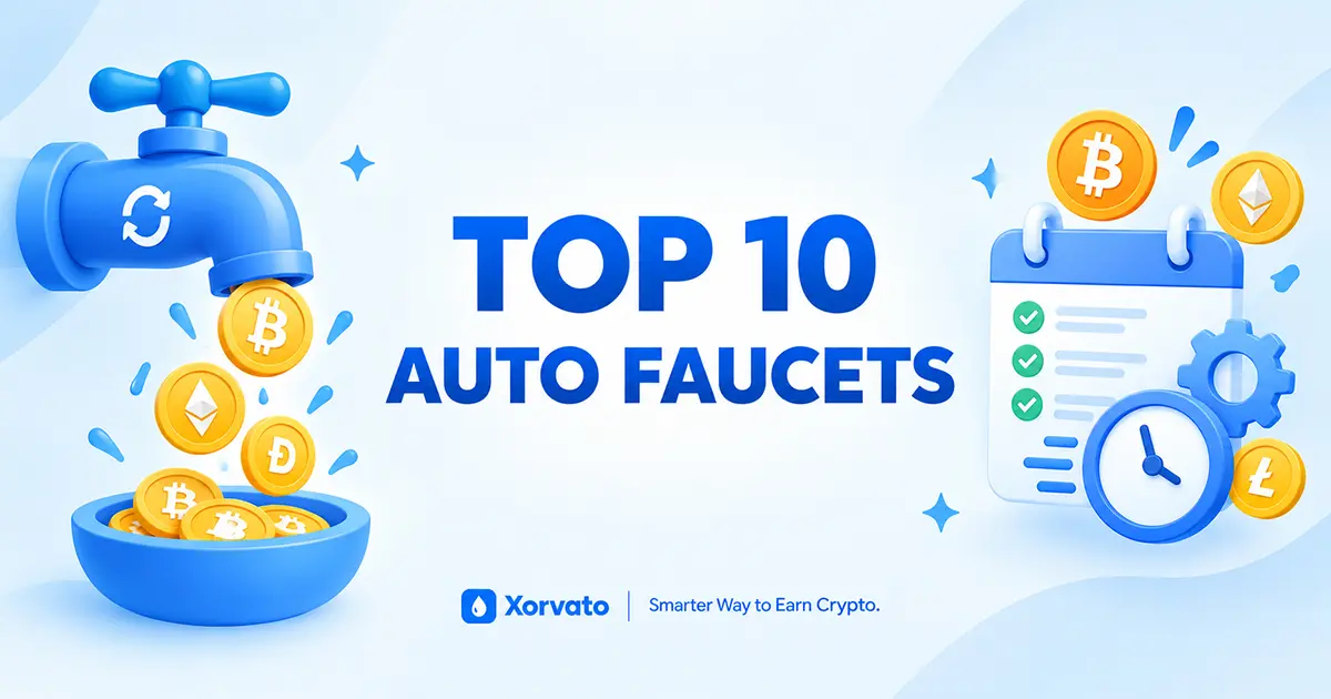 Xorvelis Auto Faucets banner with automated crypto reward illustrations